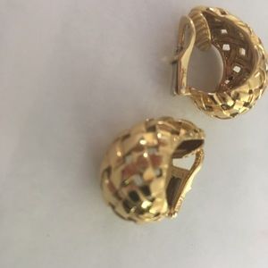 18k Tiffany Basketweave Cuff Earrings